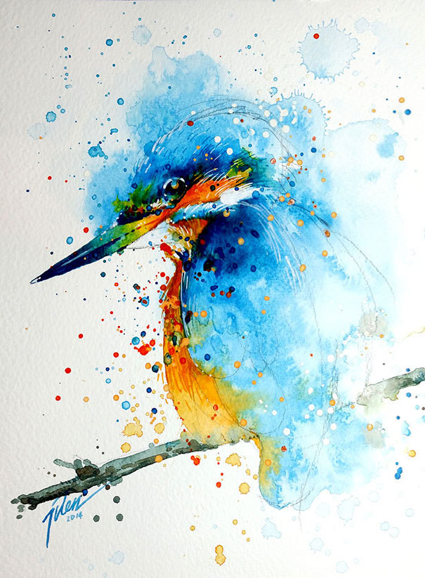 Splashed Watercolor Paintings By Tilen Ti