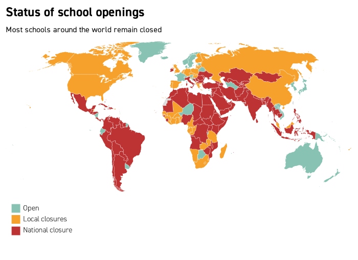 Nightly 7-24 chart Nightly chart of status of international school openings