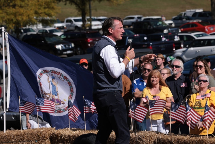Nightly 10-22-21 photo Republican gubernatorial candidate Glenn Youngkin speaks during an Early Vote rally in Stafford, Va.