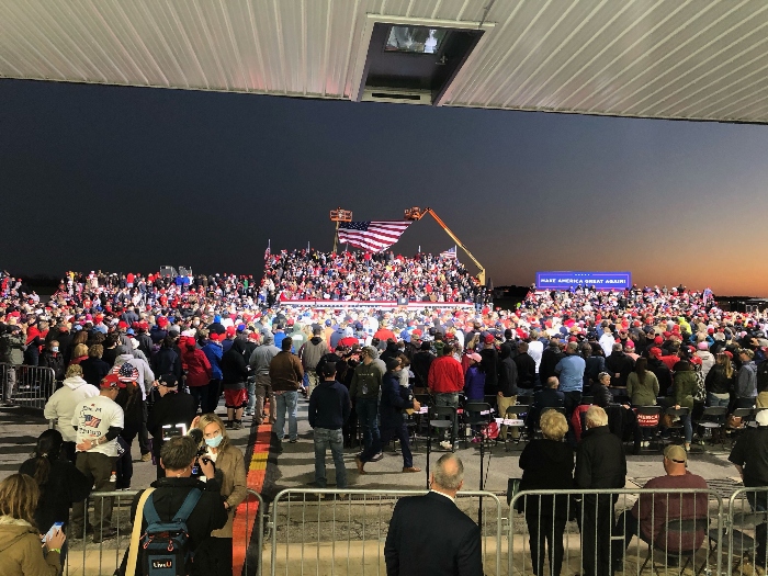 Nightly 10-13 photo 2 President Donald Trump holds his second rally since declaring himself Covid-free and coronavirus-immune in Johnstown, Pa.