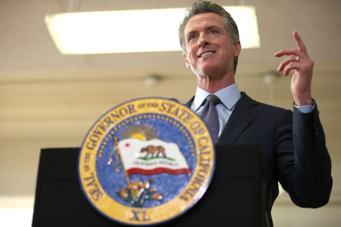 Nightly 1-21-22 photo 3 California Gov. Gavin Newsom speaks during a news conference after meeting with students.