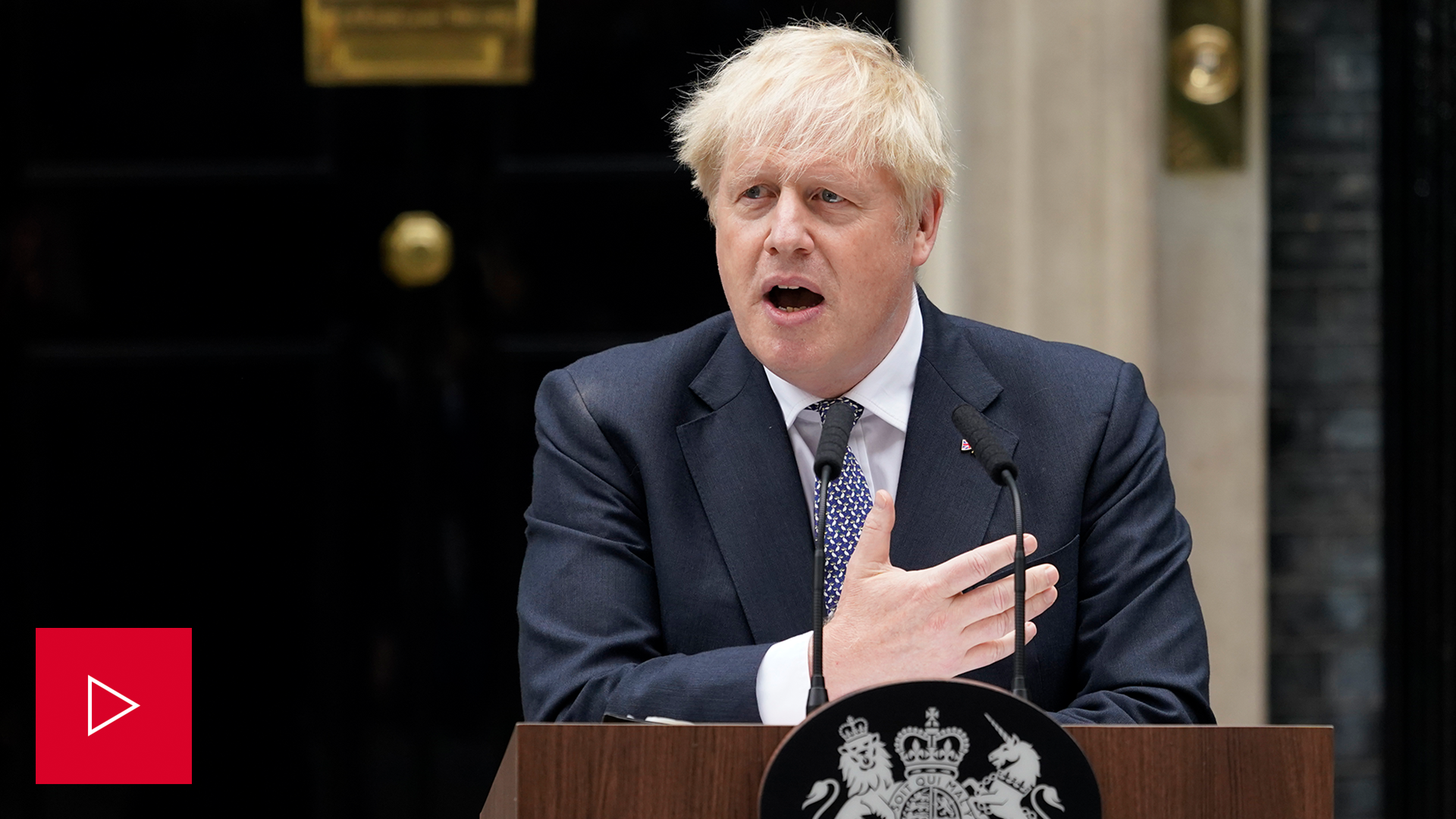 British Prime Minister Boris Johnson speaks.