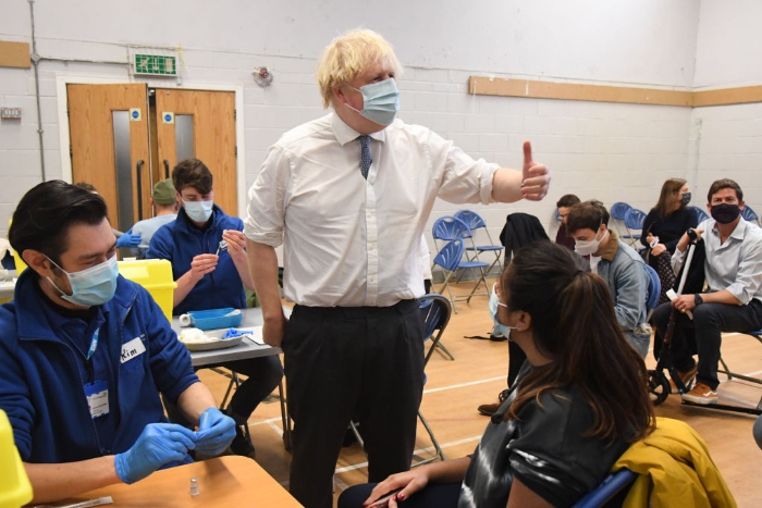 Nightly 12-14-21 photo 3 British Prime Minister Boris Johnson visits Stow Health Vaccination center in London, England.