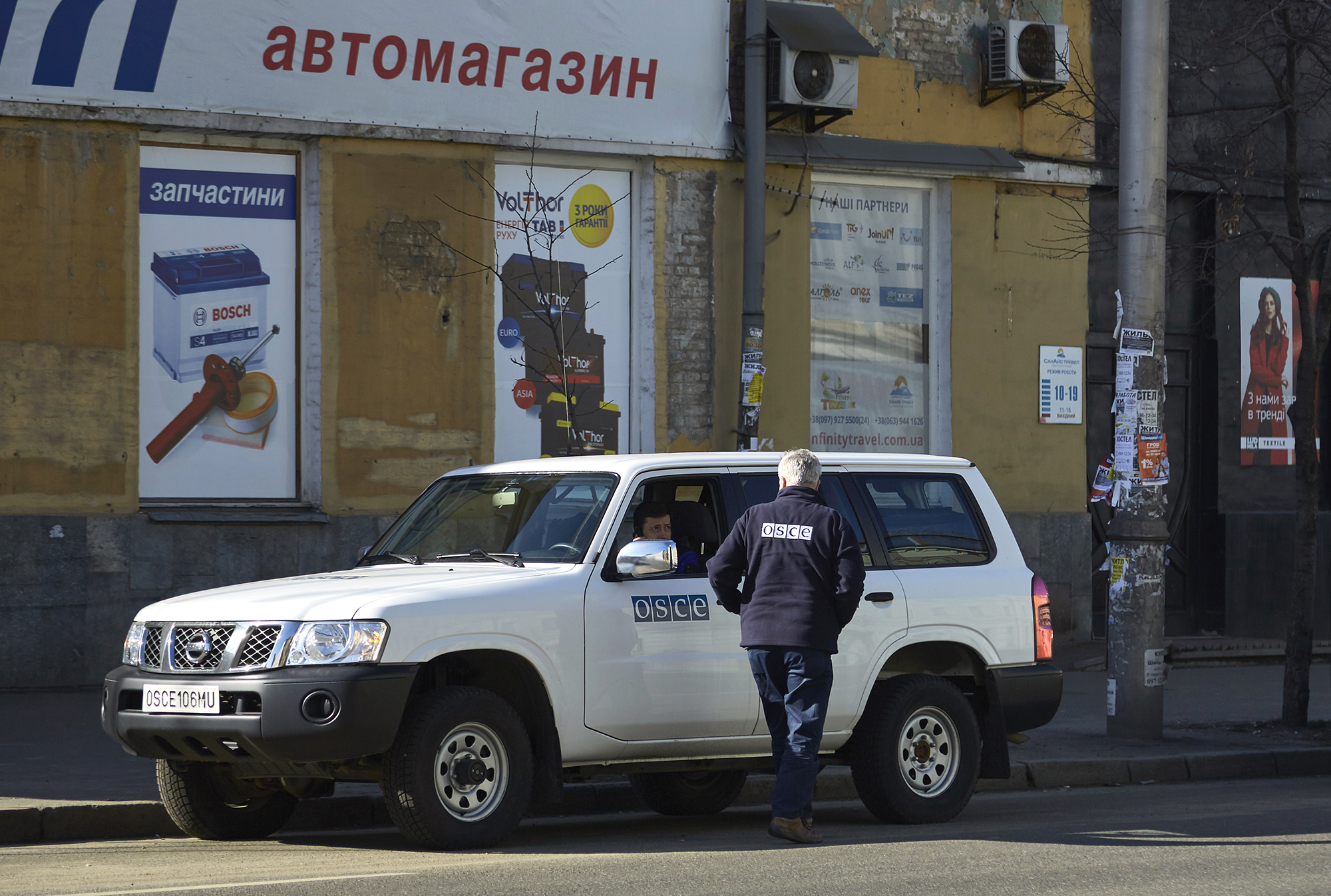 An OSCE vehicle in Kyiv.