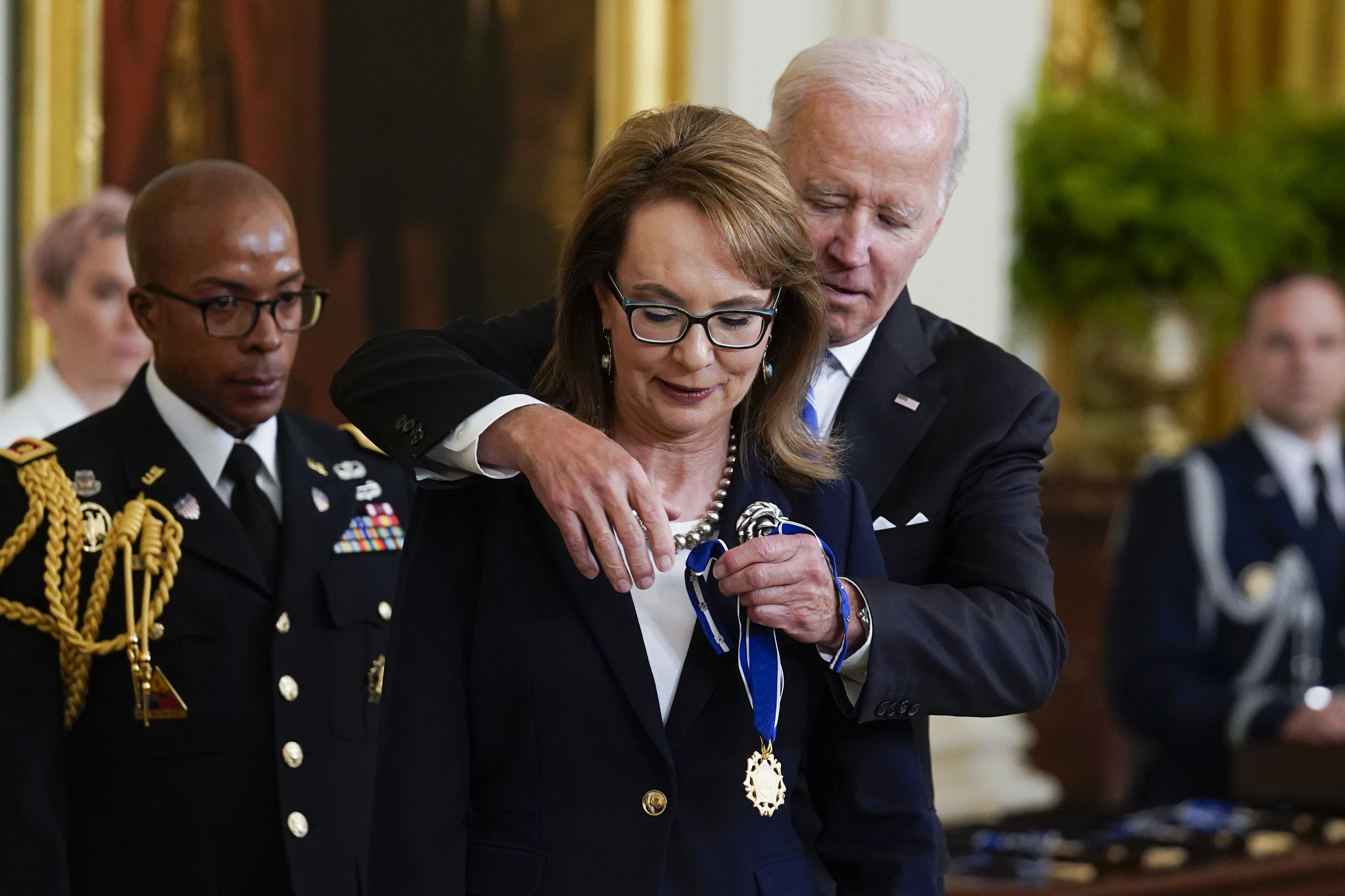 President Joe Biden awards the Presidential Medal of Freedom to former Rep. Gabrielle Giffords.
