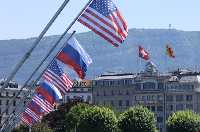 Nightly 1-14-22 photo 2 Russian and American flags fly prior to a meeting between U.S. President Joe Biden and Russian President Vladimir Putin in June in Geneva, Switzerland.