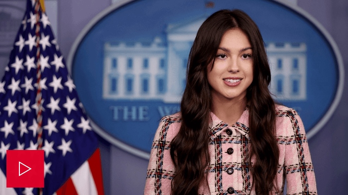 Nightly 7-14-21 video Pop singer Olivia Rodrigo at the White House