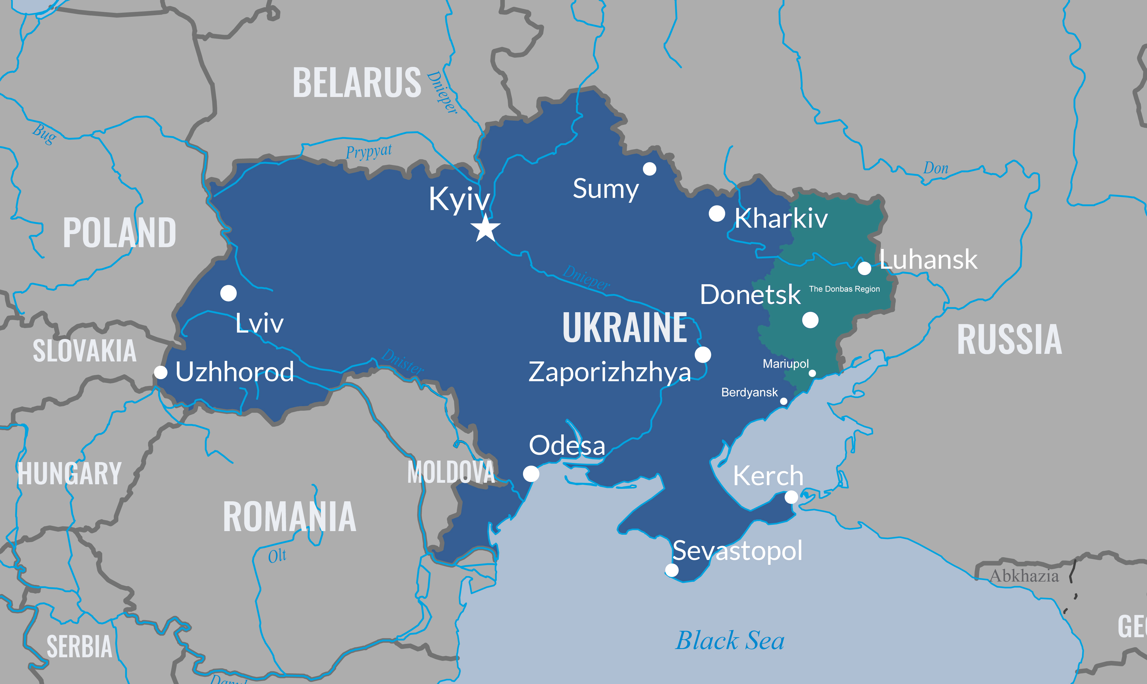 A map of Ukraine. 