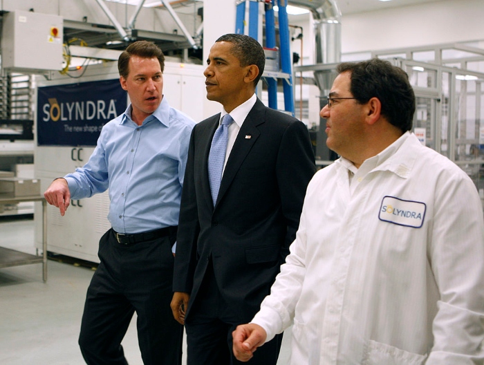 Nightly 7-12-21 photo Then-President Barack Obama tours the Solyndra solar panel company in Fremont, Calif., in 2010.