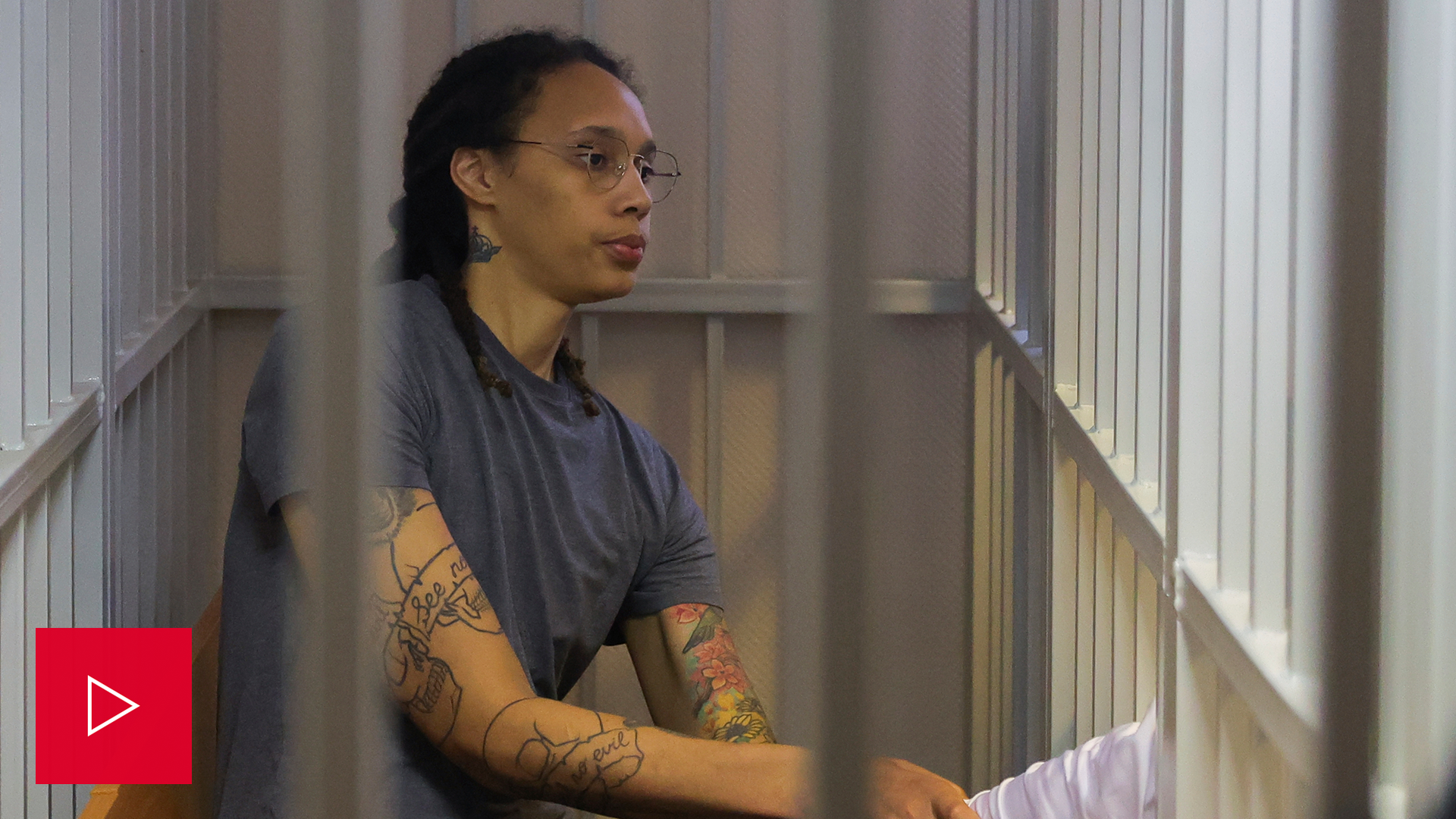 A video of Brittney Griner hearing her prison sentence. 