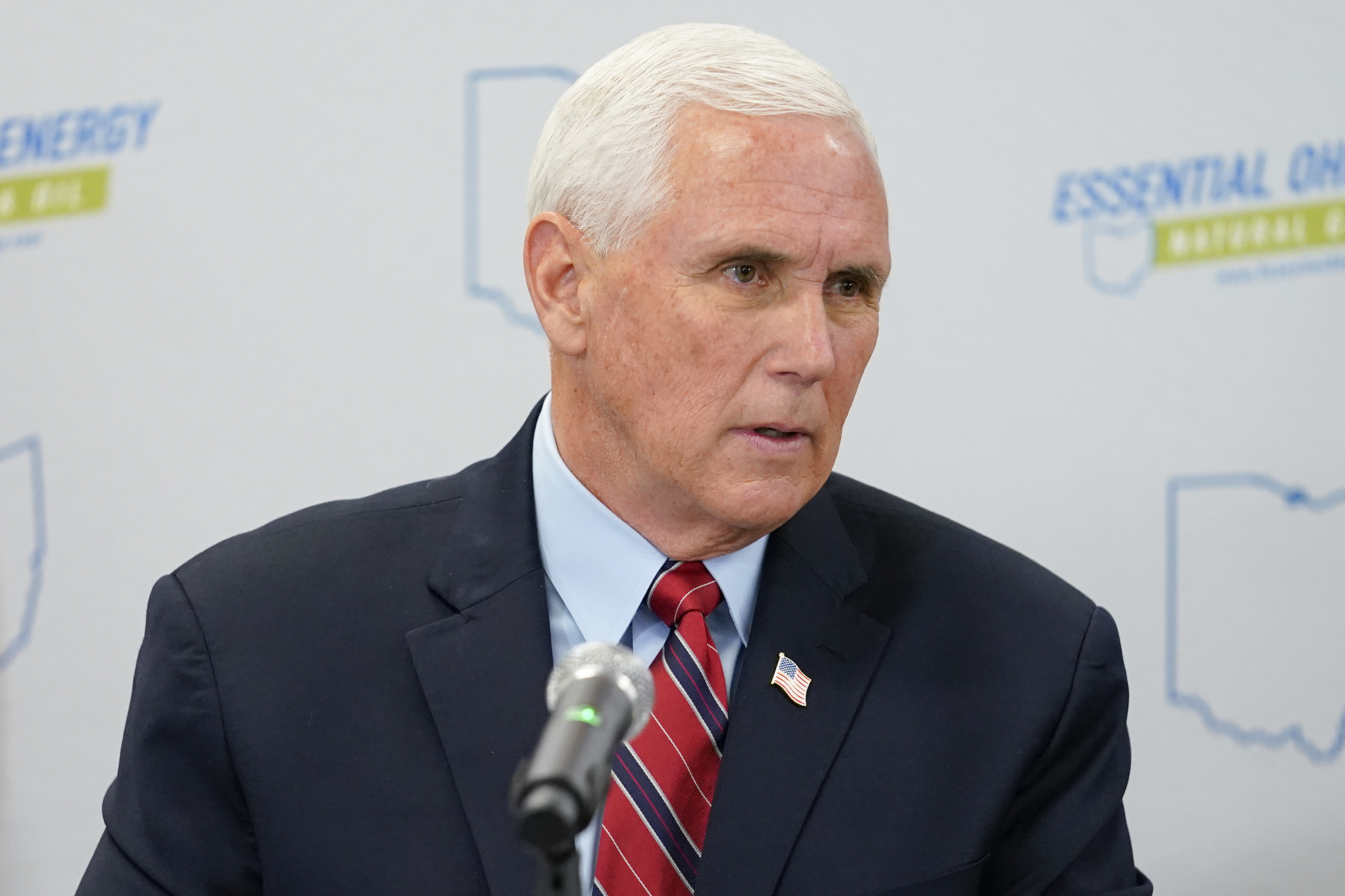 Former Vice President Mike Pence speaks at the Gas Energy Education Program roundtable discussion at Enerfab, Thursday, June 16, 2022, in Cincinnati.