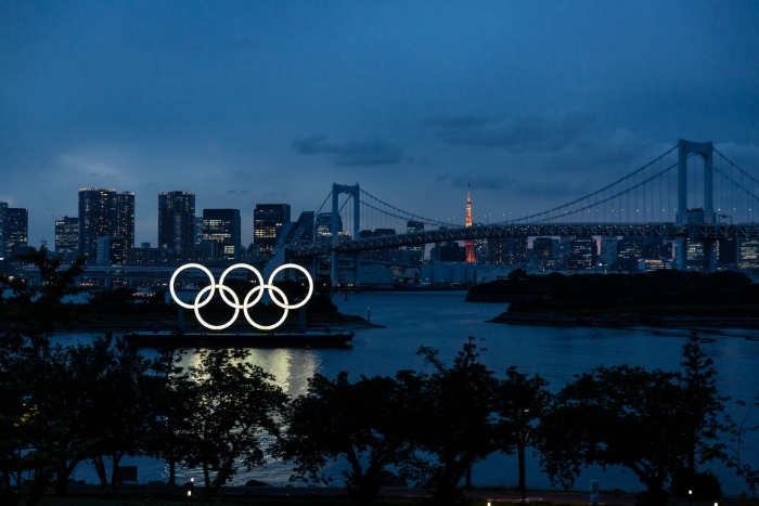 The Olympic Rings are displayed by the Odaiba Marine Park Olympic venue on June 03, 2021 in Tokyo, Japan. Tokyo 2020 president Seiko Hashimoto has stated that she is 100 percent certain that the Olympics will go ahead despite widespread public opposition as Japan grapples with a fourth wave of coronavirus. 