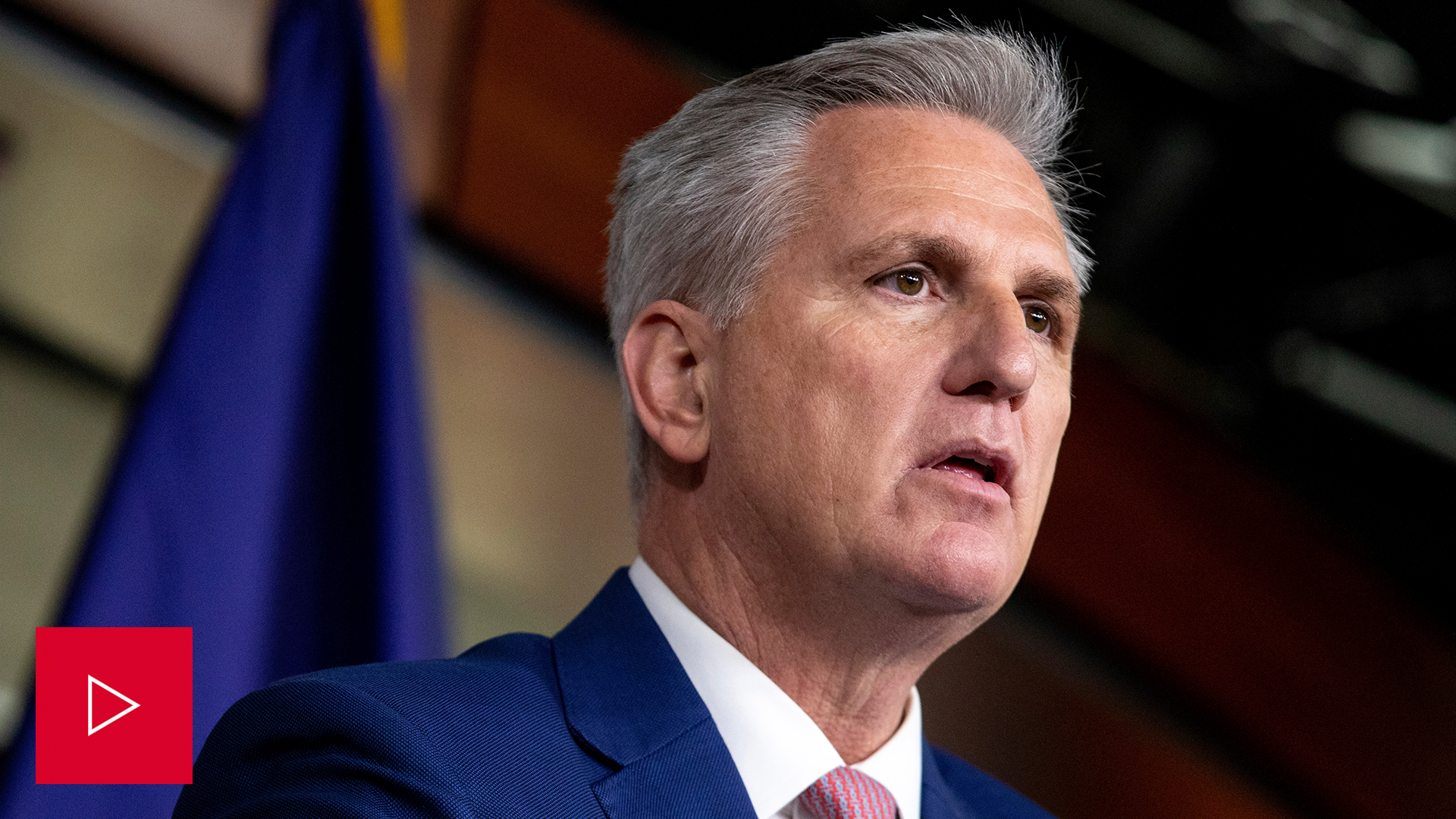 A video of House Minority Leader Kevin McCarthy speaking during a press conference.