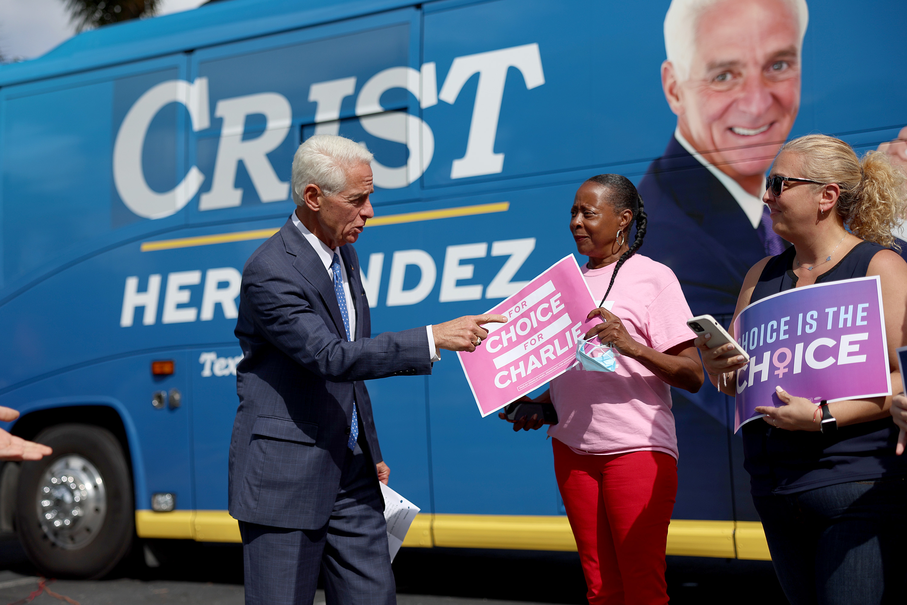 Charlie Crist, the Democratic gubernatorial candidate for Florida, greets supporters.
