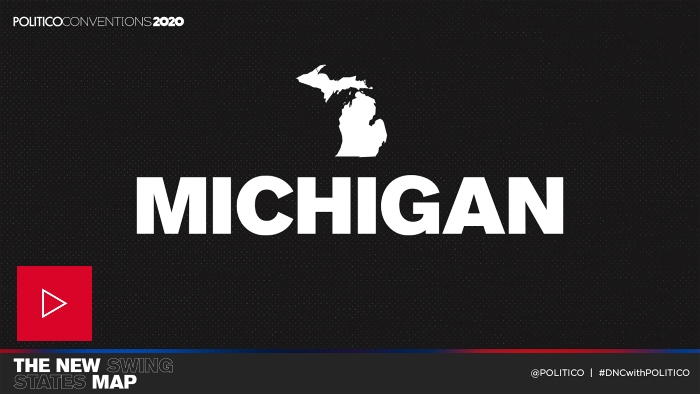 Nightly video player for Michigan piece from The New Swing States Map series