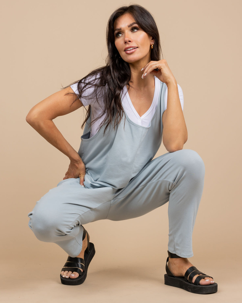 Amanda One-piece Sleeveless Jumpsuit in Gray Blue