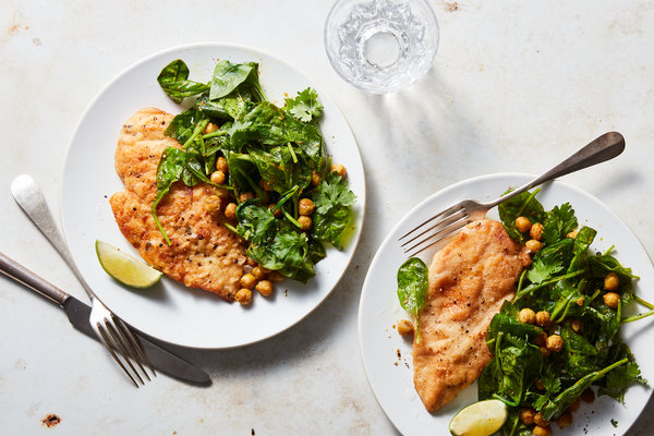 Curry Chicken Breasts With Chickpeas and Spinach