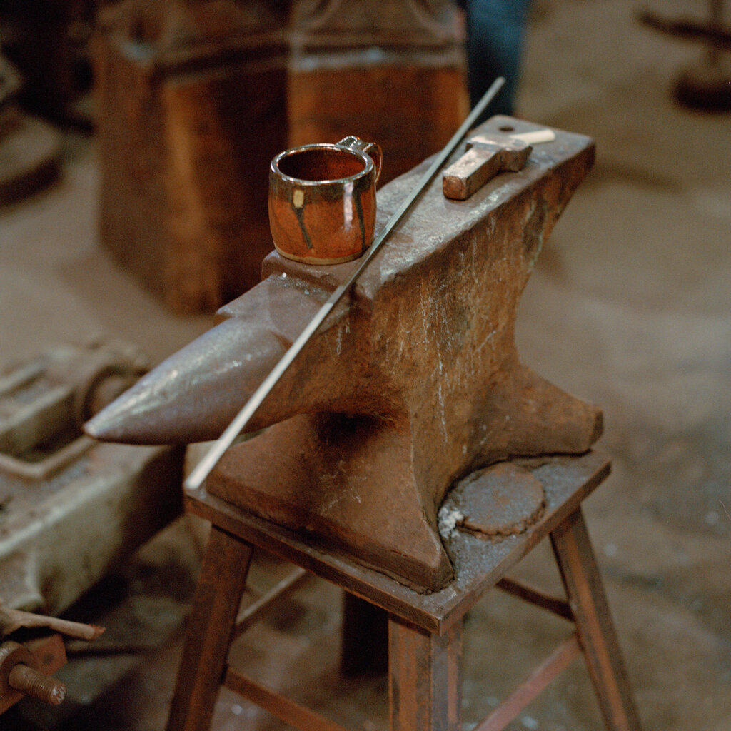 An anvil used in blacksmithing. 