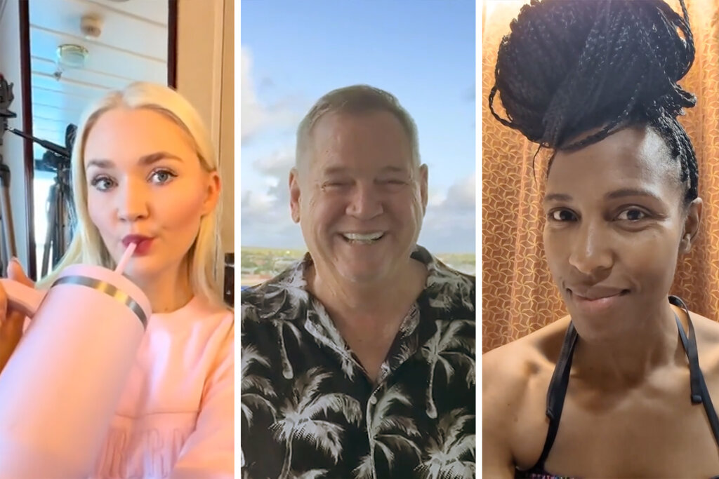 A triptych of three different people on tiktok.