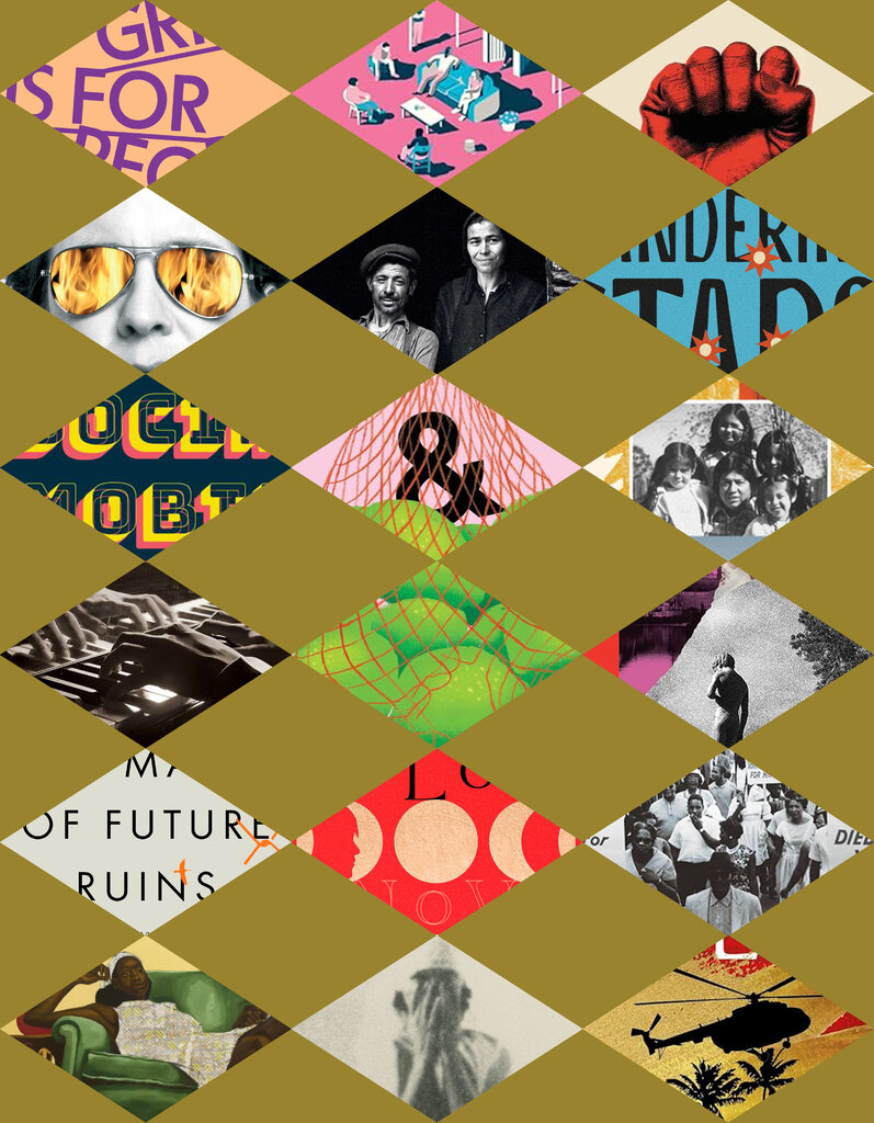 A collage of book covers in a diamond pattern. 