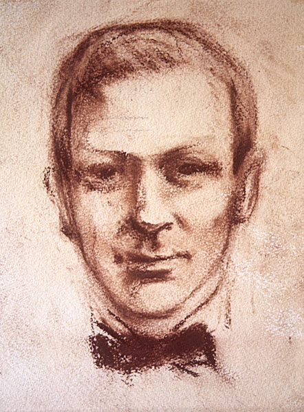 Portrait of Mikhail Bulgakov by the artist Kolesova I.A., 1926.  State Literary Museum