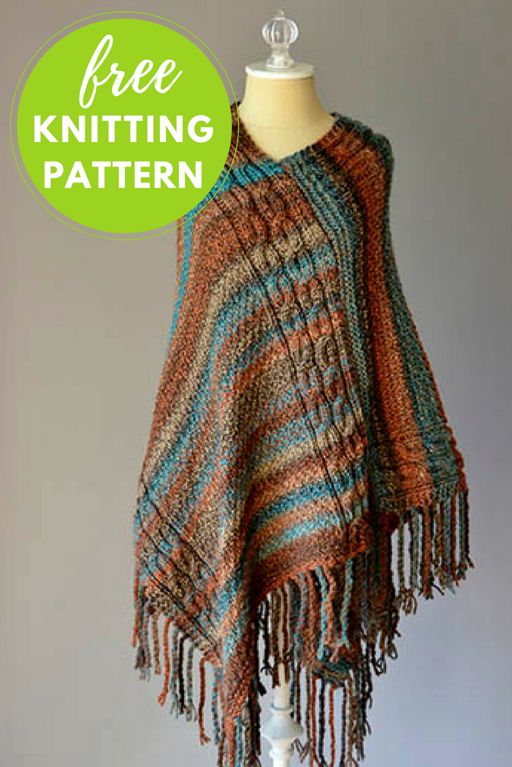 Double Cable Poncho Free Knitting Pattern