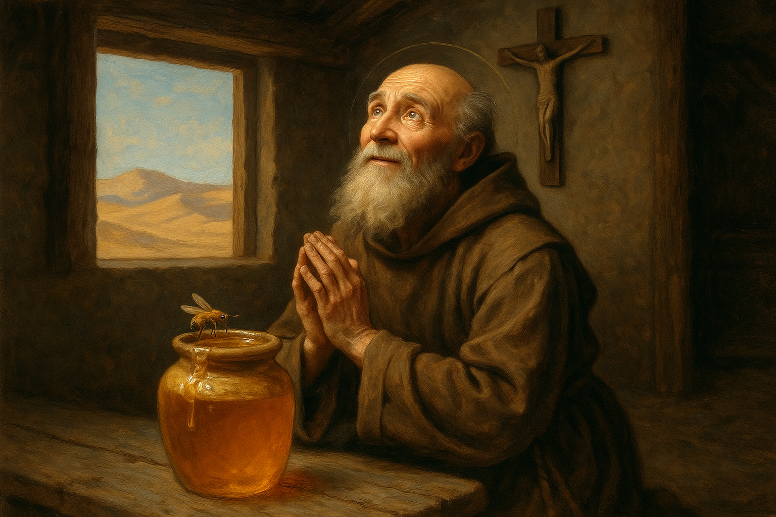 Monk in prayer, by ChatGPT