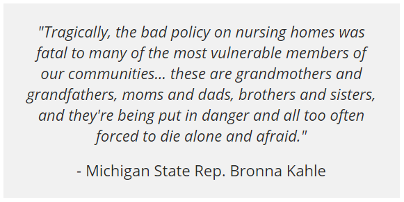 Whitmer's nursing home policy was fatal to many of the most vulnerable members of our communities...