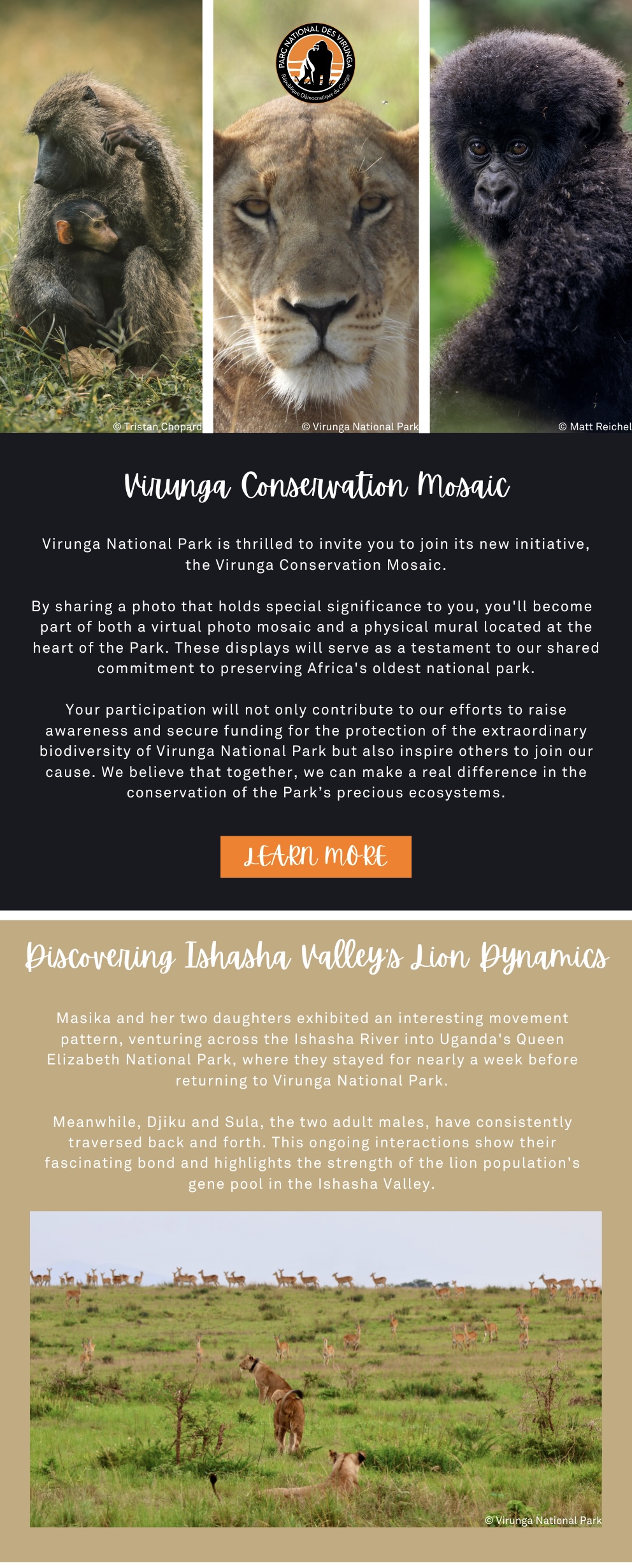 Virunga National Park is thrilled to invite you to join its new initiative, the Virunga Conservation Mosaic.