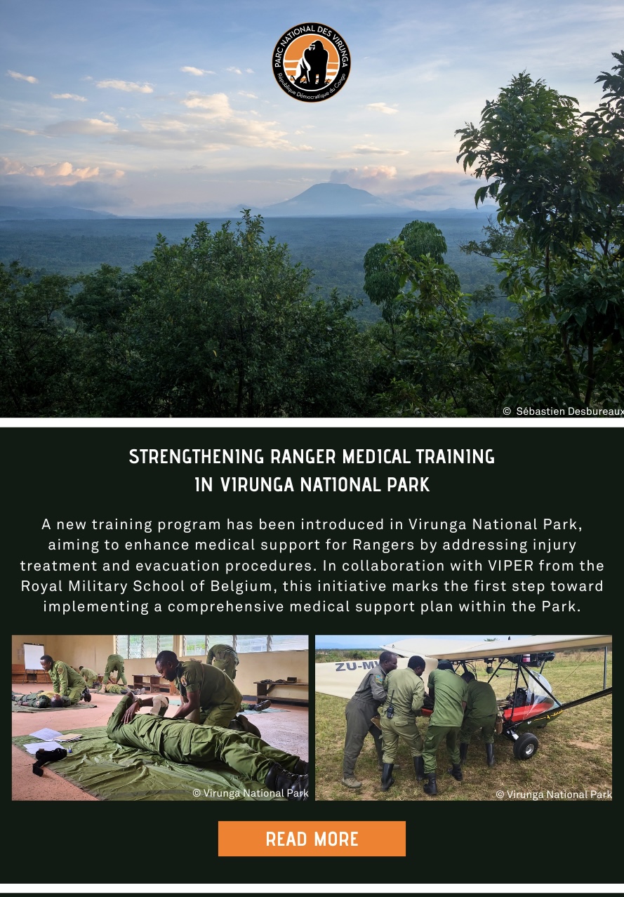 A new training program has been introduced in Virunga National Park, aiming to enhance medical support for Rangers by addressing injury treatment and evacuation procedures.