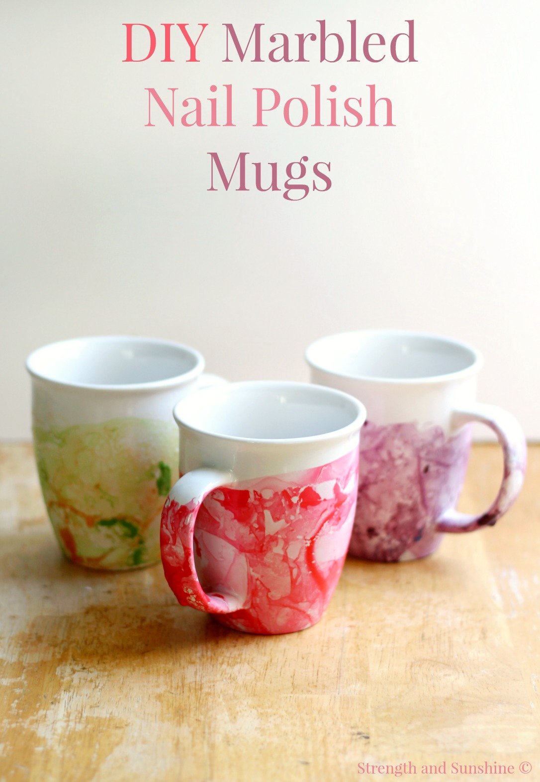 DIY Marbled Nail Polish Mugs | Strength and Sunshine @RebeccaGF666 Easy DIY marbled nail polish mugs make the perfect homemade gift! A simple craft done in a few minutes that looks like it took hours of work!