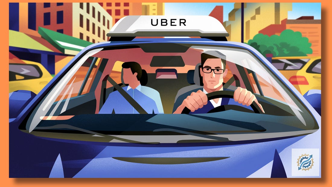 Para Imagem mostrando ilustração de motorista Uber representando a transformação do Brasil de potência industrial para economia de serviços básicos Para Imagem mostrando ilustração de motorista Uber representando a transformação do Brasil de potência industrial para economia de serviços básicos