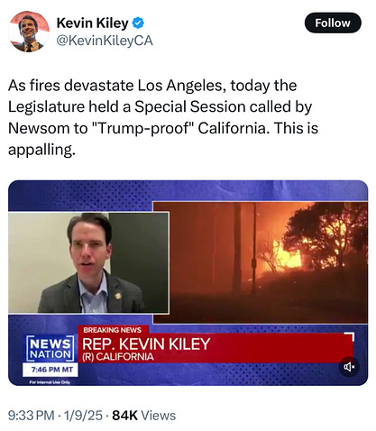 Kevin Kiley criticized state representatives for working in during the fires Kevin Kiley criticized state representatives for working in during the fires