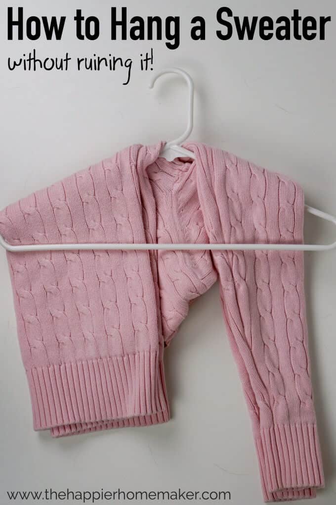 How to Hang a Sweater without stretching out the shoulders. I love this tip-I like to keep my sweater hanging so my closet is more organized and I can see my options when picking out clothes!
