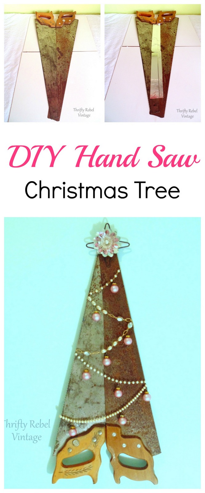 DIY Repurposed Hand Saw Wall Christmas Tree