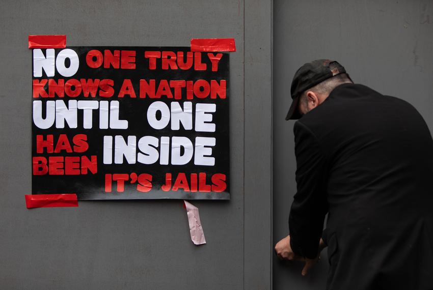 A mock prison cell built for a "Beat the Heat" awareness event held at the Capitol in Austin on March 12, 2019.