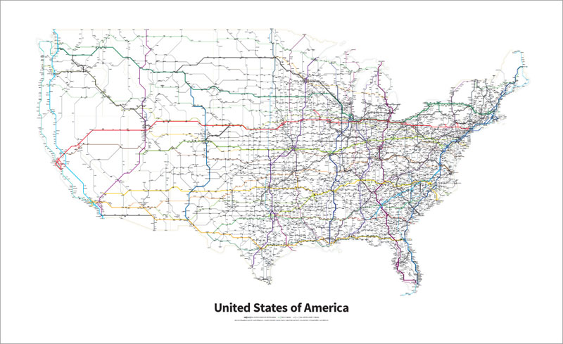 Every US Highway Drawn in the Style of a Transit Map