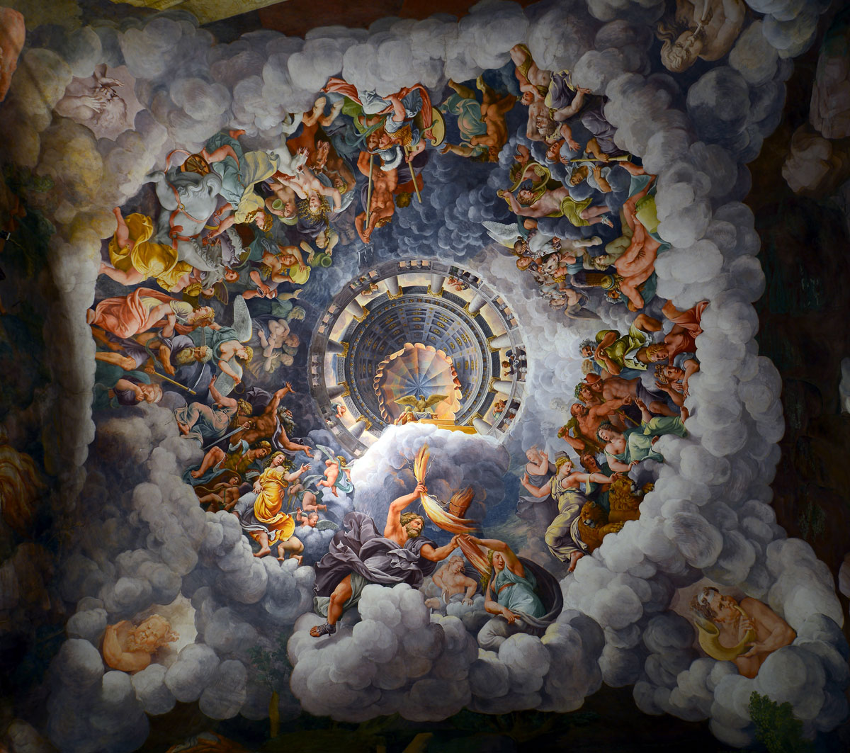 ceiling of the room of the giants in palazzo te mantua italy by giulio romano This Ceiling Fresco at Palazzo Te in Italy