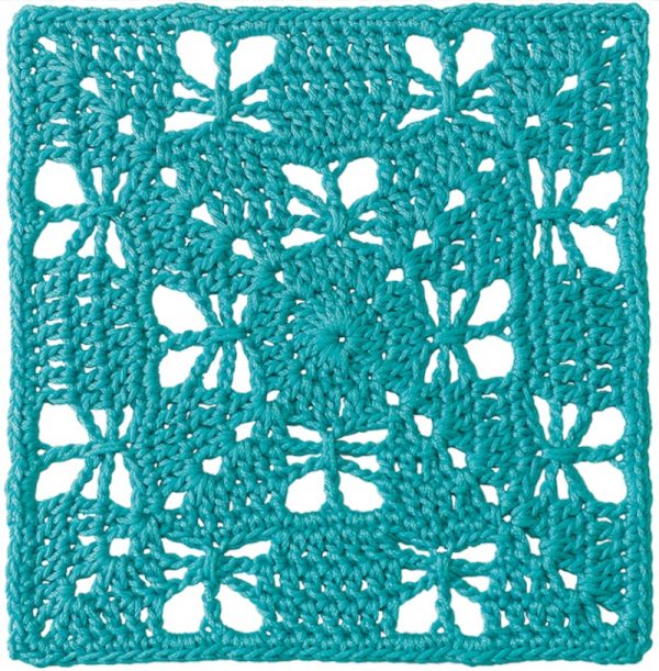 Crochet pattern: Butterfly Garden Square by Chris Simon from Margaret Hubert's Granny Square Book (2nd edition) with book review via Underground Crafter