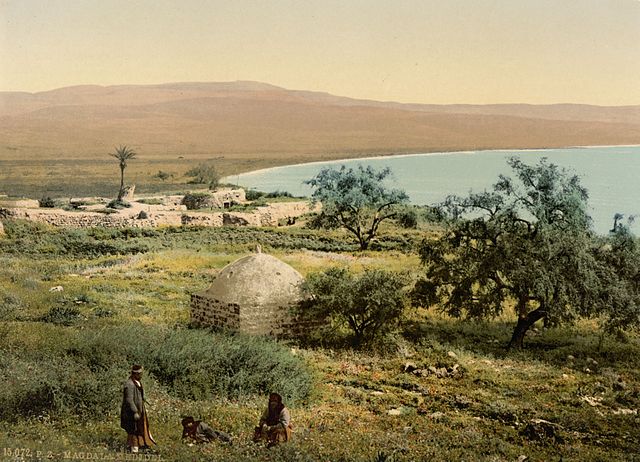 Photograph taken c. 1900 of al-Majdal, a village standing among the ruins of Magdala, Mary Magdalene's hometown