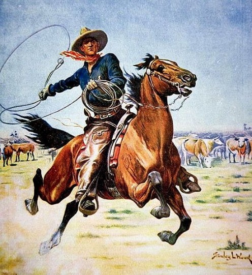 Texas cowboy by Stanley L. Wood (1866-1928), English illustrator.