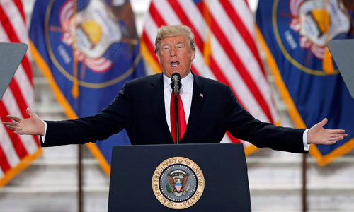 Tổng thống Trump trong một cuộc diễn thuyết ở bang Utah. Ảnh: AFP.
