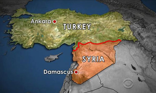 Thổ Nhĩ Kỳ c chung đường bin giới trn bộ kh di với Syria. Đồ họa: ABC.