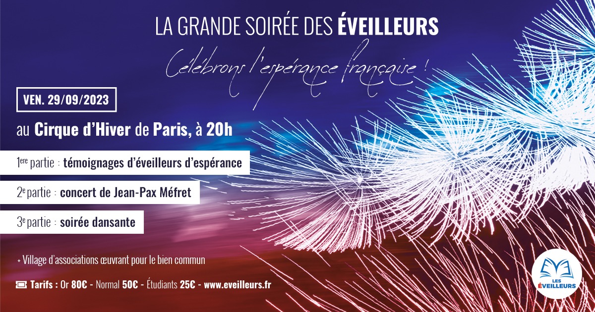 Célébrez l'espérance française le 29 septembre 2023 avec les Eveilleurs