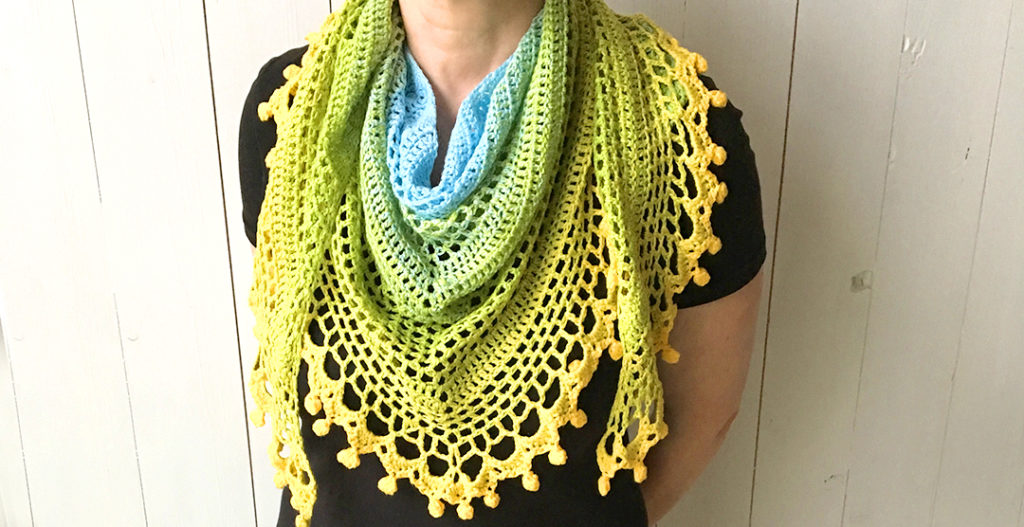 pom pom happiness shawl free pattern - crochet shawl for spring