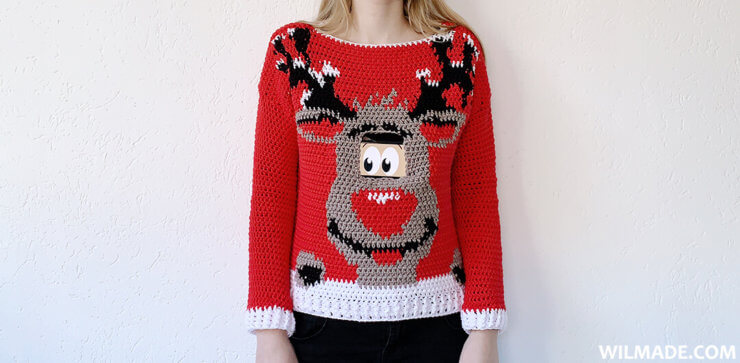 Digital Reindeer Christmas Sweater - free crochet pattern