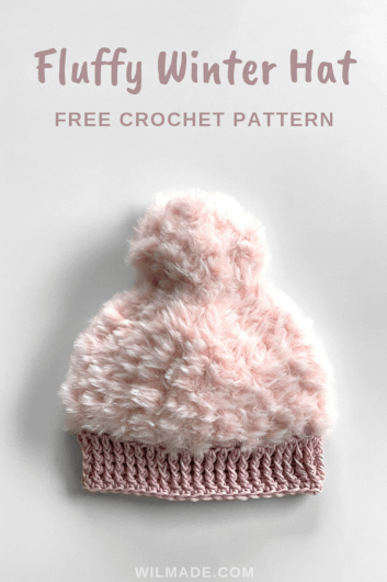 Fluffy Crochet Winter hat - free crochet hat pattern - Katia polar go for faux Pinterest pin
