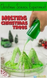 This magical Melting Christmas tree project is sure to bring some magic and fun into your day this holiday seasons! Try this simple, easy Christmas Science Experiments with preschoolers, kindergartners, toddlers, and grade 1 students to sneak in some fun Christmas Learning! This Chemistry Christmas tree is such a fun Christmas activity for kids to try this holiday season!