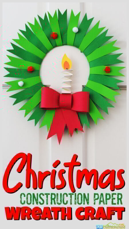 This Christmas wreath craft may be quick and EASY, but WOW is it beautiful! Children of all ages from preschool, pre-k, kindergarten, first grade, 2nd grade, 3rd graders, and up will love making these construction paper Christmas crafts as decorations for home or the classroom. So grab some pretty paper and start making this pretty paper plate wreath as a holiday craft for December!