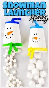 Outrageously FUN snowman activity that is part craft, activity, and winter stem too! Grab free worksheet to use with snowman launcher !
